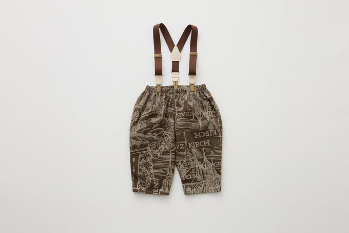 eLfinFolk <br>エルフィンフォルク<br>【26awご予約】<br>Castle town print Suspenders Pants<br>06_elf-262F13