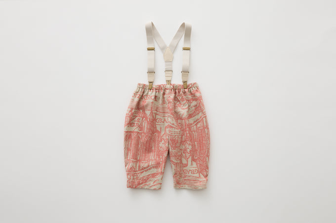 eLfinFolk <br>エルフィンフォルク<br>【26awご予約】<br>Castle town print Suspenders Pants<br>06_elf-262F13