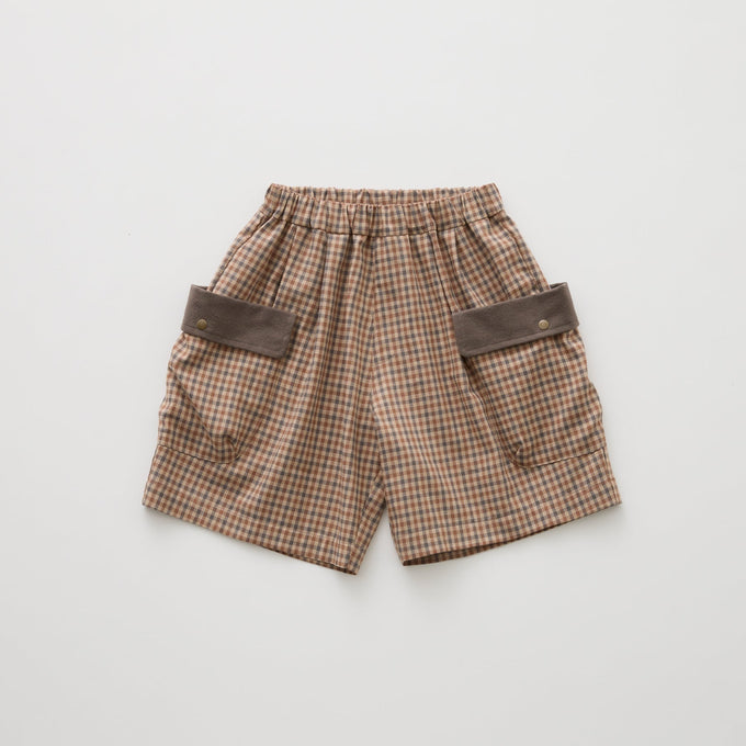 eLfinFolk <br>エルフィンフォルク<br>【26awご予約】<br>Country Check Cargo Shorts<br>08_elf-262F16