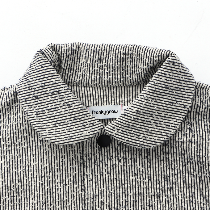 frankygrow フランキーグロウ<br>NEEDLE PUNCHED HICKORY STRIPE BLOUSON<br>24SOT-111