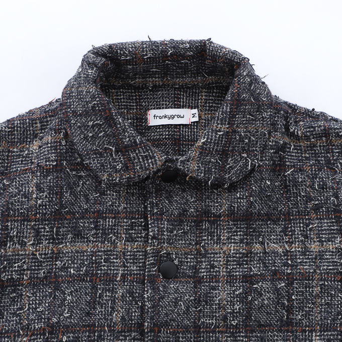 frankygrow<br>フランキーグロウ<br>NEEDLE PUNCHED COTTON TWEED CHECKED BLOUSONジャケット<br>25SOT-116