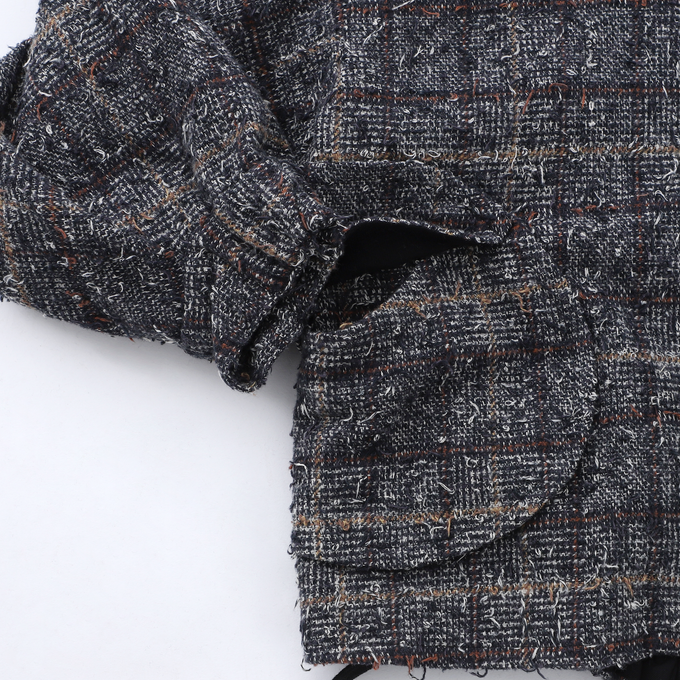 frankygrow<br>フランキーグロウ<br>NEEDLE PUNCHED COTTON TWEED CHECKED BLOUSONジャケット<br>25SOT-116