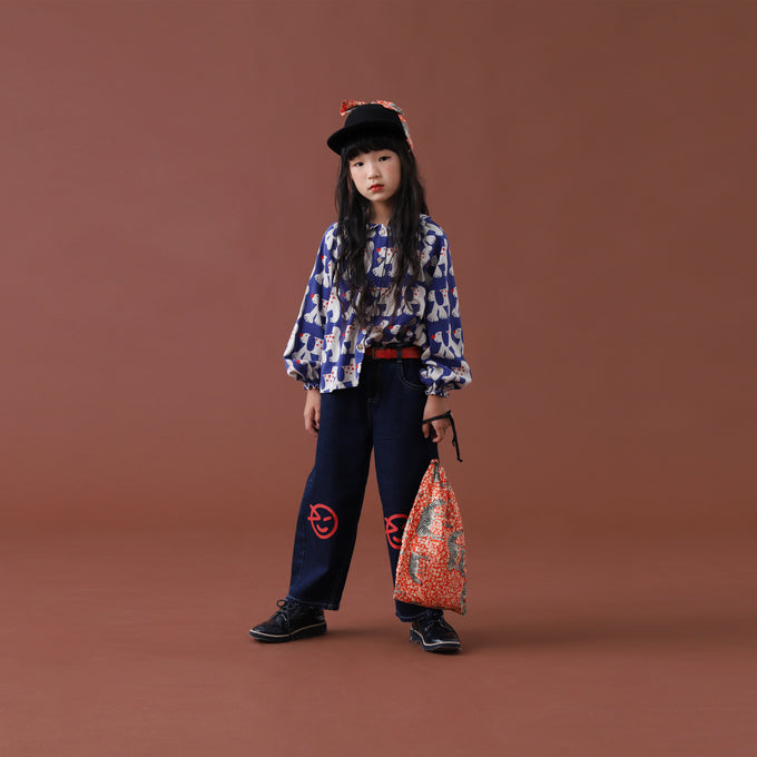 BOBOCHOSES<br>ボボショセス<br>Fairy Dog all over ranglan sleeve woven blouse<br>B224AC029