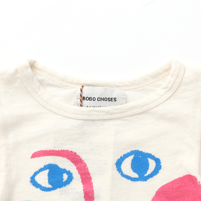 BOBOCHOSES<br>ボボショセス<br>Smiling Mask puffed sleeves T-shirt<br>124AC018