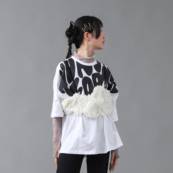 〈残り145cm whiteのみ〉NUNUFORME<br> ヌヌフォルム】<br>ブレインロゴプリントT<br>nt25-005-07
