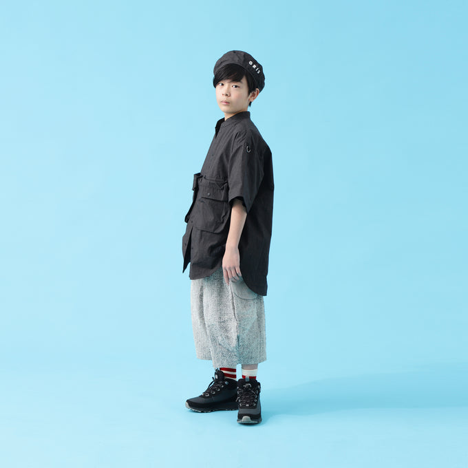 frankygrow フランキーグロウ<br>NEEDLE PUNCHED HICKORY STRIPE SHORT PANTS<br>24SBT-343