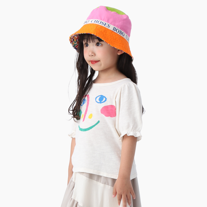 BOBOCHOSES<br>ボボショセス<br>Smiling Mask puffed sleeves T-shirt<br>124AC018