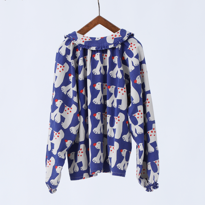 BOBOCHOSES<br>ボボショセス<br>Fairy Dog all over ranglan sleeve woven blouse<br>B224AC029