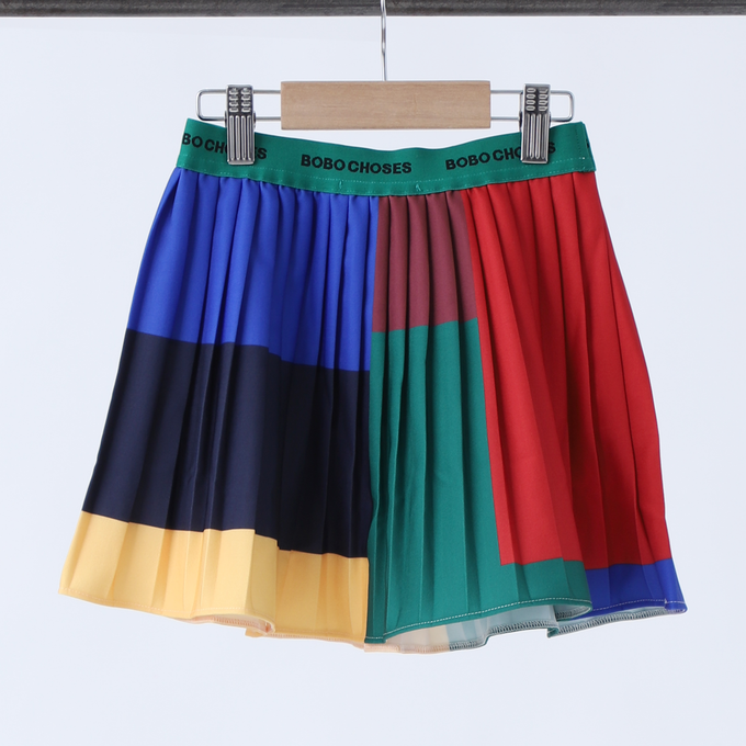 BOBOCHOSES<br>ボボショセス<br>Color Block pleated woven skirt<br>B224AC071