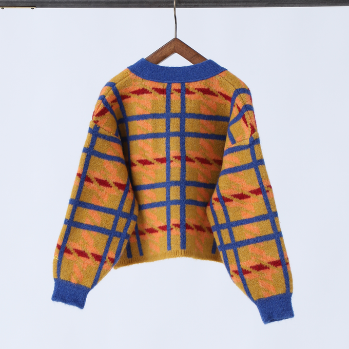 BOBOCHOSES<br>ボボショセス<br>Madras check jacquard crop cardigan<br>B224AC122