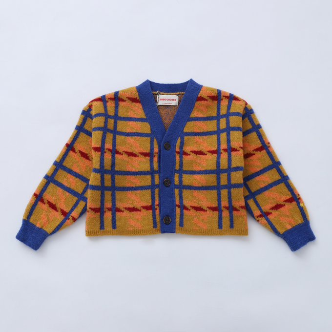 BOBOCHOSES<br>ボボショセス<br>Madras check jacquard crop cardigan<br>B224AC122