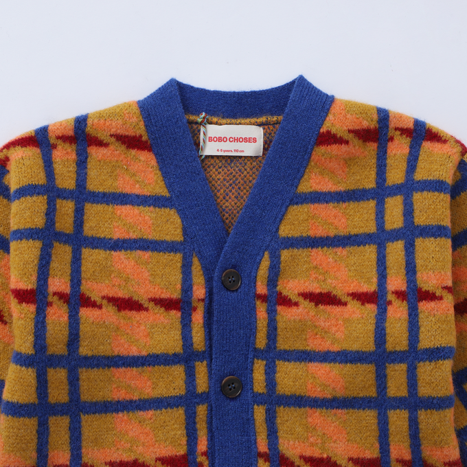 BOBOCHOSES<br>ボボショセス<br>Madras check jacquard crop cardigan<br>B224AC122