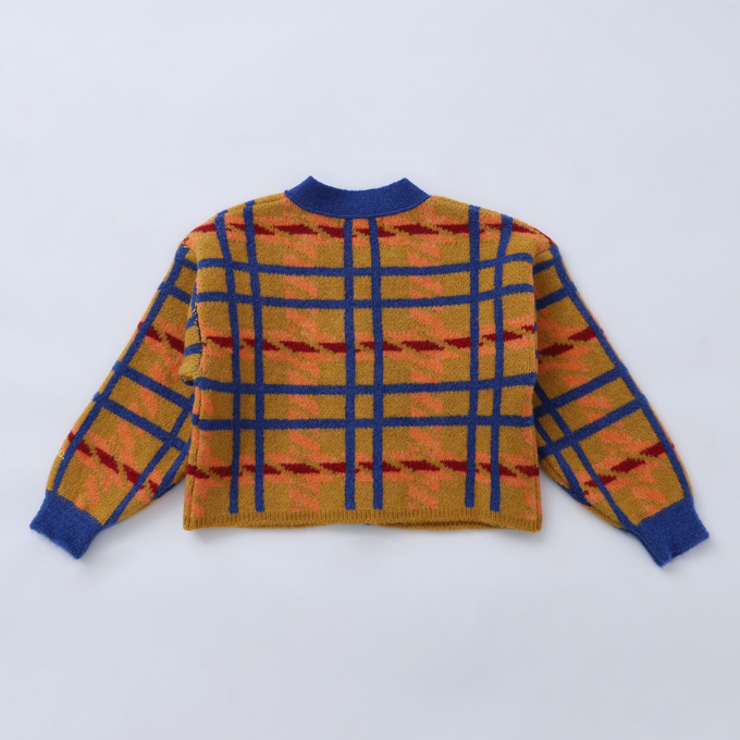 BOBOCHOSES<br>ボボショセス<br>Madras check jacquard crop cardigan<br>B224AC122