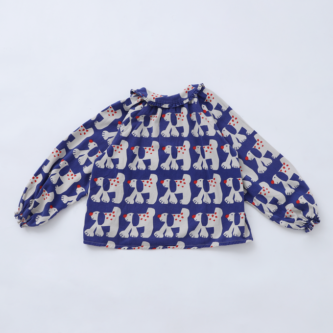 BOBOCHOSES<br>ボボショセス<br>Fairy Dog all over ranglan sleeve woven blouse<br>B224AC029