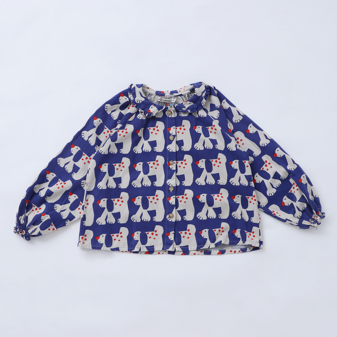 BOBOCHOSES<br>ボボショセス<br>Fairy Dog all over ranglan sleeve woven blouse<br>B224AC029