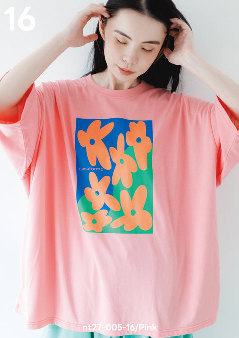 NUNUFORME<br> ヌヌフォルム<br>【27ssご予約 2月入荷予定】<br>フラワーペイントT<br>nt27-005-16