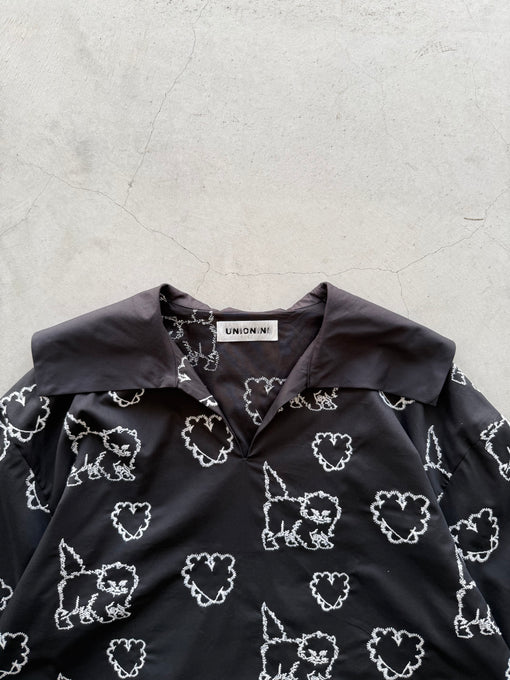 UNIONINI<br>ユニオニーニ<br>【27ssご予約】<br>cat & heart pullover<br>PO-026