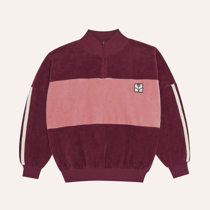 The Campament ザカンパメント <br>Burgundy Color Block Sweatshirt<br>TC-AW26-64
