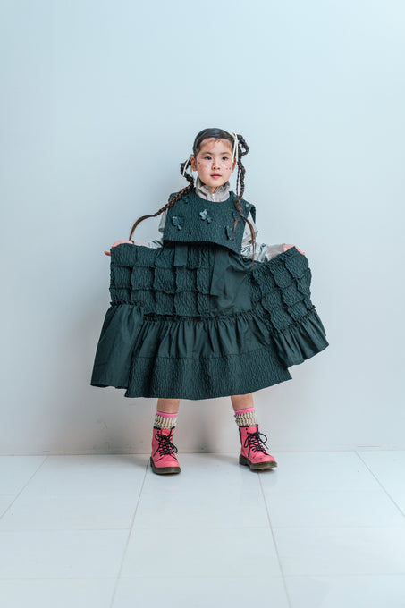 frankygrow <br>フランキーグロウ<br>MATELASSE JQ SQUARES MAKE DRESS<br>24FWOP-260