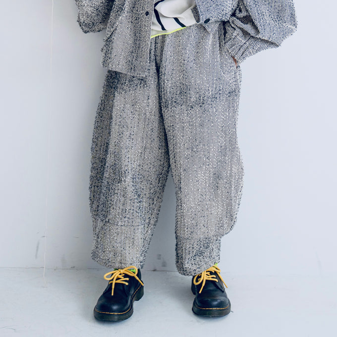 frankygrow フランキーグロウ<br>NEEDLE PUNCHED HICKORY STRIPE BIG PANTS<br>24SBT-334