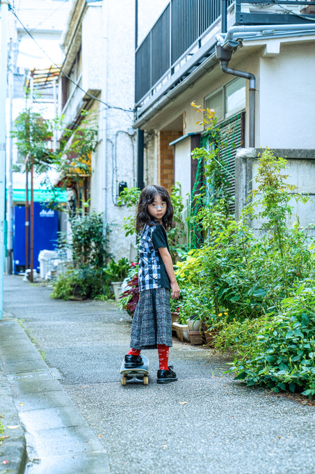 frankygrow<br>フランキーグロウ<br>NEEDLE PUNCHED COTTON TWEED CHECKED CULOTTESキュロット<br>25SBT-372