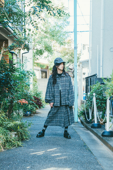 frankygrow<br>フランキーグロウ<br>NEEDLE PUNCHED COTTON TWEED CHECKED BLOUSONジャケット<br>25SOT-116