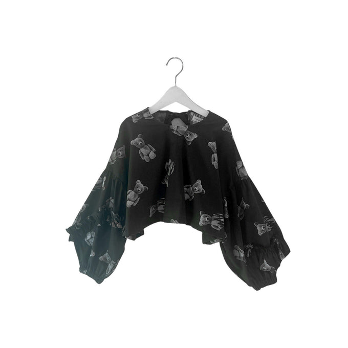 frankygrow<br>フランキーグロウ<br>GRAFFITIED BEAR FRILL SLEEVES PO<br>25FWSH-090