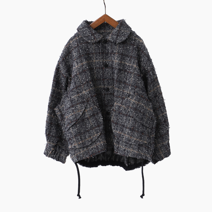 frankygrow<br>フランキーグロウ<br>NEEDLE PUNCHED COTTON TWEED CHECKED BLOUSONジャケット<br>25SOT-116