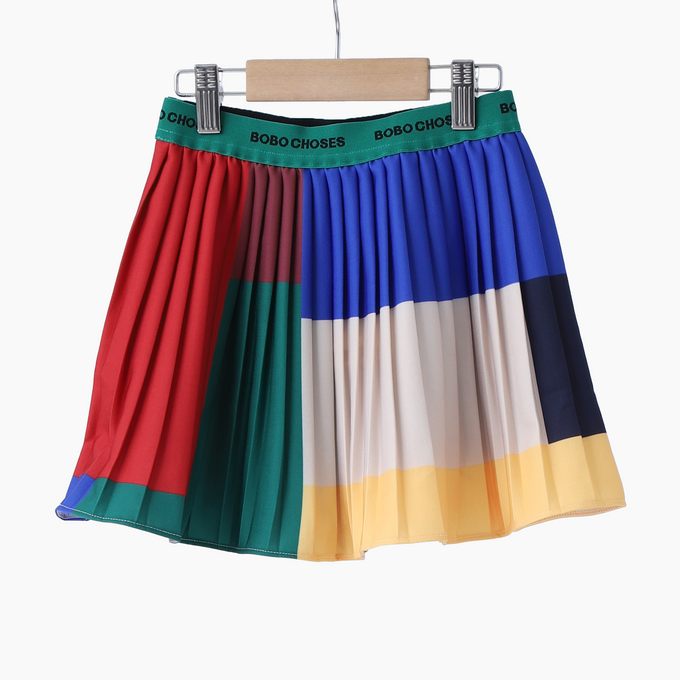 BOBOCHOSES<br>ボボショセス<br>Color Block pleated woven skirt<br>B224AC071