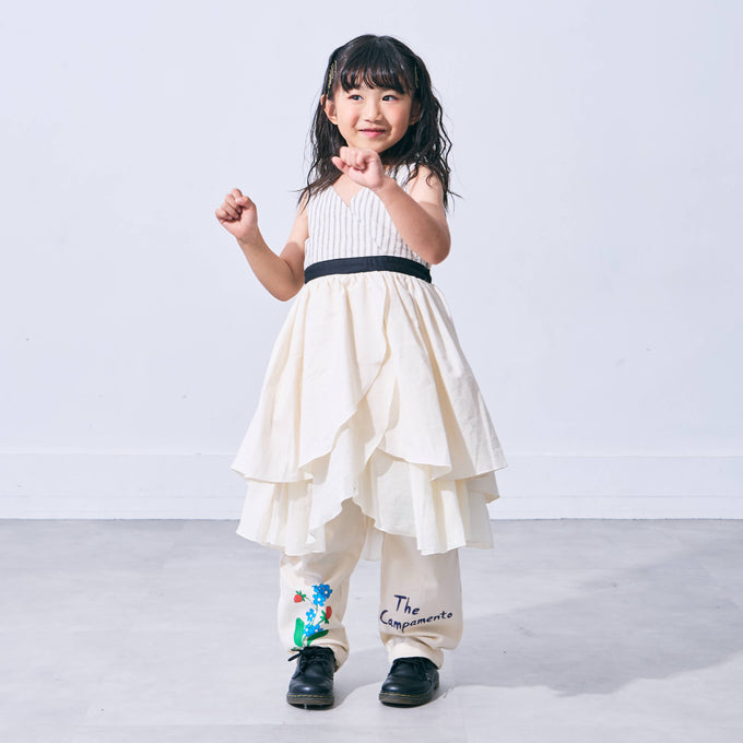 Popelin ポペリン<br>Black striped short dress with crossover front<br>Mod.45.3