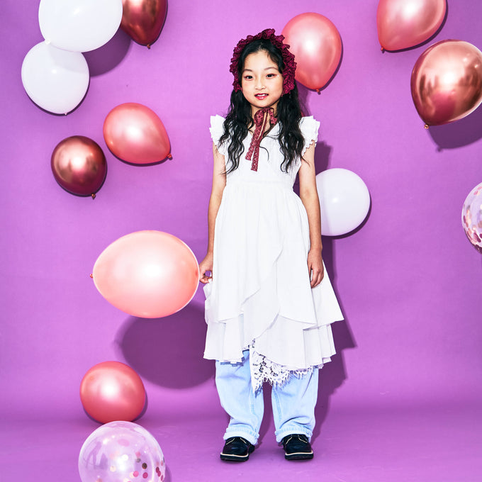 〈残り10Yのみ〉Popelin ポペリン<br>White short dress with crossover front<br>Mod.45.1