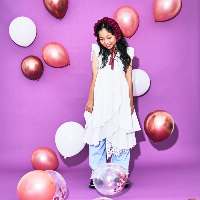 〈残り10Yのみ〉Popelin ポペリン<br>White short dress with crossover front<br>Mod.45.1
