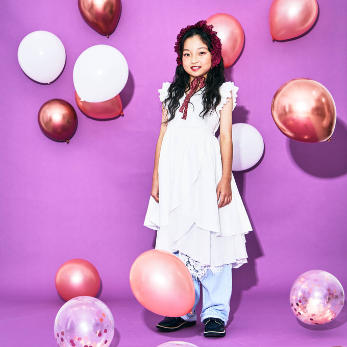 〈残り10Yのみ〉Popelin ポペリン<br>White short dress with crossover front<br>Mod.45.1
