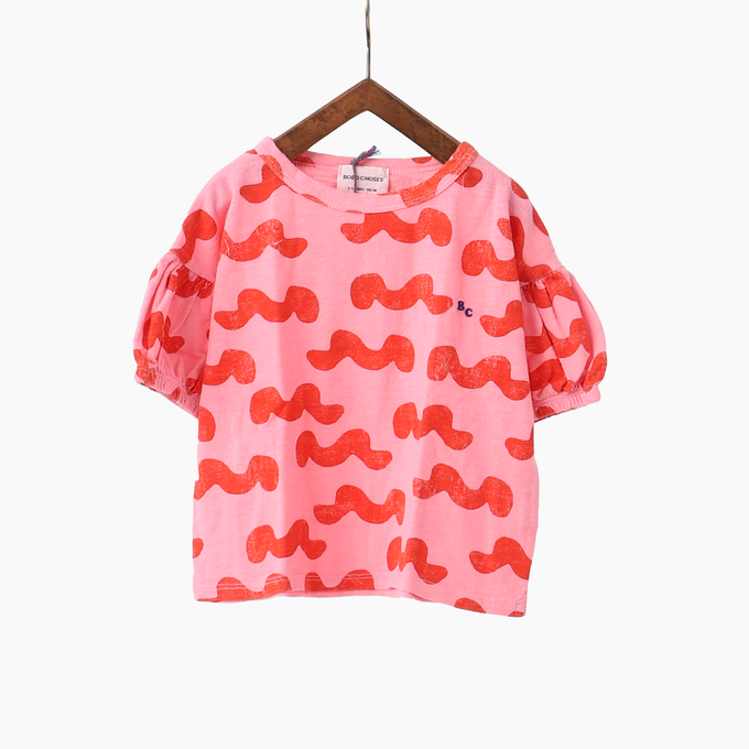 BOBOCHOSES ボボショーズ<br>Waves all over puffed sleeve T-shirt