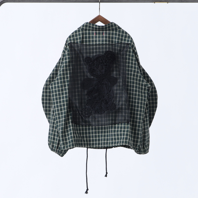 frankygrowフランキーグロウ<br>23SOT-098CK<br>TAPE EMBROIDERY BEAR CHECKED COACH JACKET