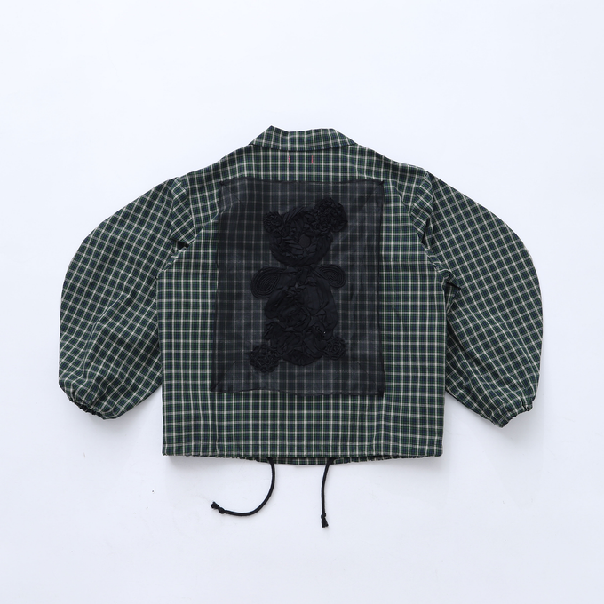 frankygrowフランキーグロウ, 23SOT-098CK, TAPE EMBROIDERY BEAR CHECKED COACH JACKET