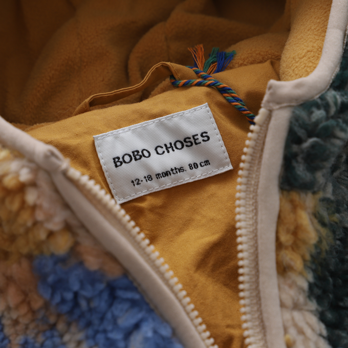 BOBOCHOSES ボボショーズ<br>222AB084<br>Shadows jacquard hooded sheepskin jacket<br>BABYフーデッドシープスキンジャケット