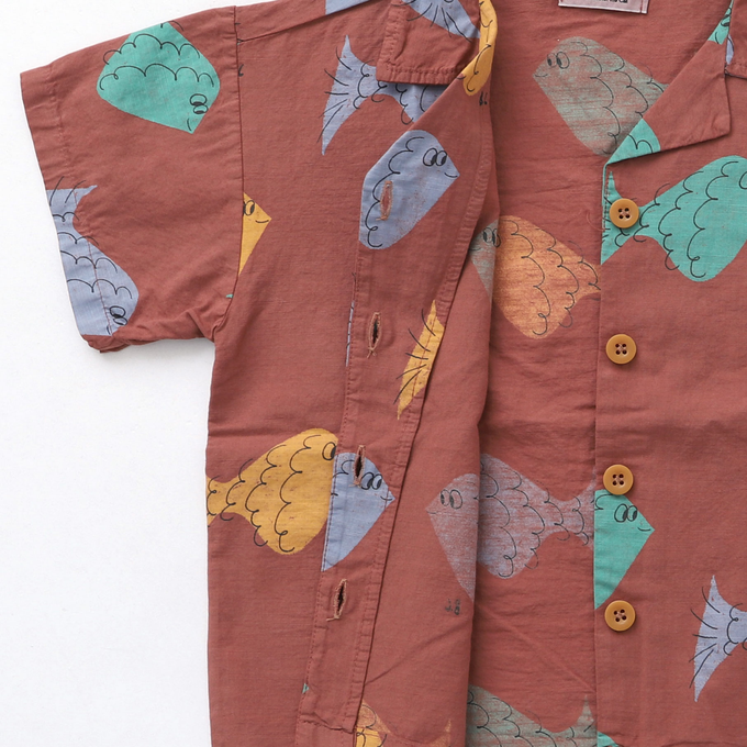 BOBOCHOSES ボボショーズ<br>Multicolor Fish all over woven shirt