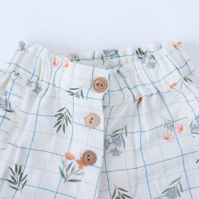 KOKORI<br>SS22046 LINDA TROUSER FLOWER PATTERN<br>リネンフラワートラウザーズ