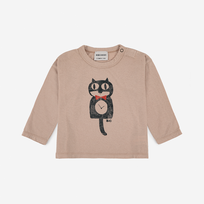 BOBOCHOSES ボボショーズ<br>222AB006<br>Cat o'clock long sleeve T-shirt<br>BABY猫ロンTEE