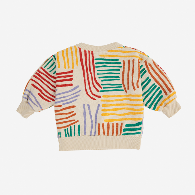BOBOCHOSES ボボショーズ<br>222AB033<br>Crazy Lines all over sweatshirt<br>BABY総柄スウェット