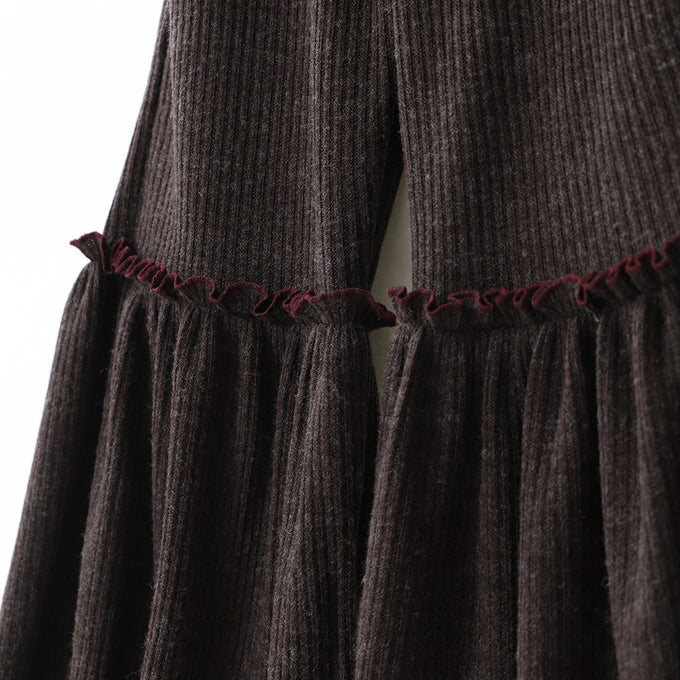 UNIONINI<br>rib knit frill long pants<br>［リブニットフリルパンツ］