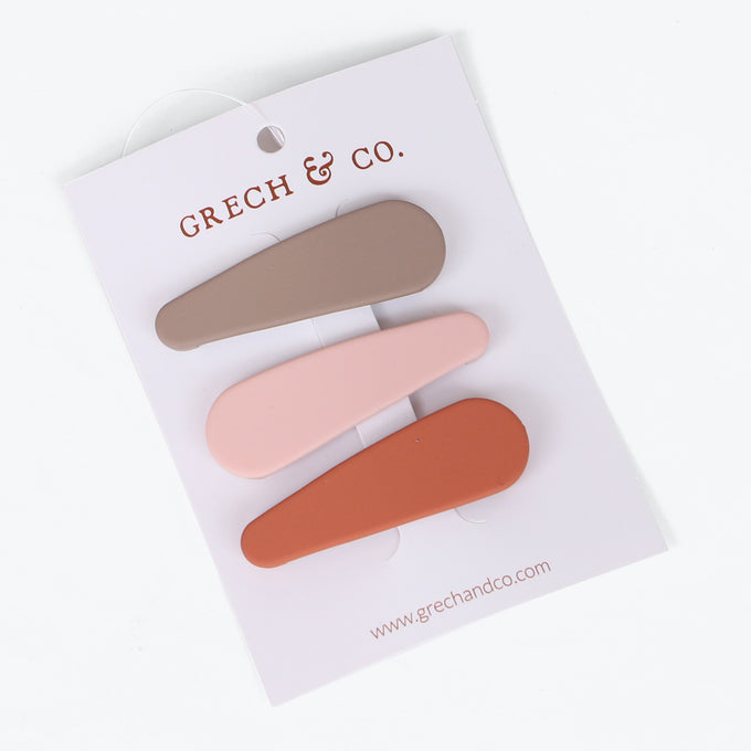 Grech &co.<br>Matte Snap Set of 3 shell, rust, stone<br>ヘアクリップ3点セット
