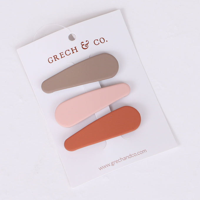 Grech &co.<br>Matte Snap Set of 3 shell, rust, stone<br>ヘアクリップ3点セット