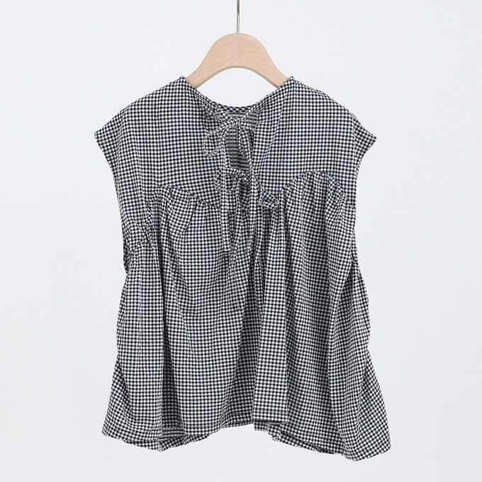 UNIONINI<br>gingham check sleeveless blouse